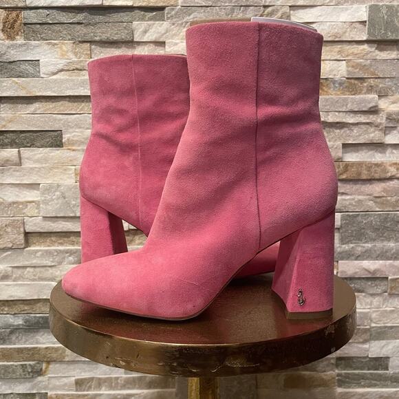 Sam Edelman 7 Pink Suede Codie Boots | Barbiecore Orig. $170, Box & Dust Bags - Picture 1 of 12
